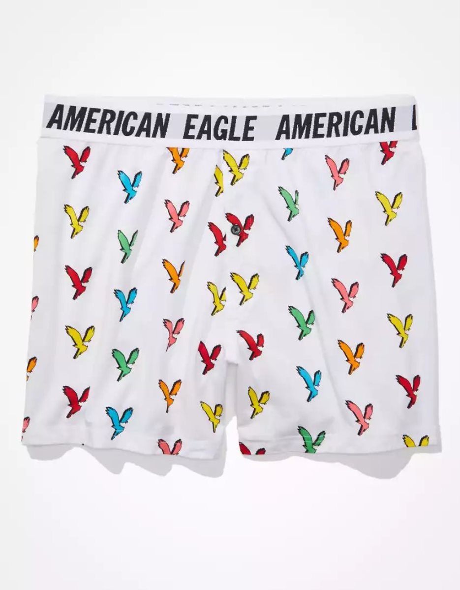 Shorts De Bain American Eagle AEO Shadow Eagle Ultra Soft Blanche Homme | VXD-36895526